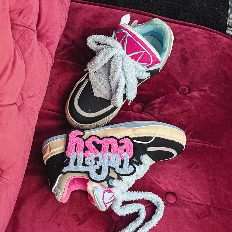 𝔾𝕣𝕠𝕦𝕟𝕕ℤ𝕖𝕣𝕠®-Flexing-shoes✥2024✥歐美刺繡鑽石造型毛巾貼布情侶滑板鞋休閒鞋