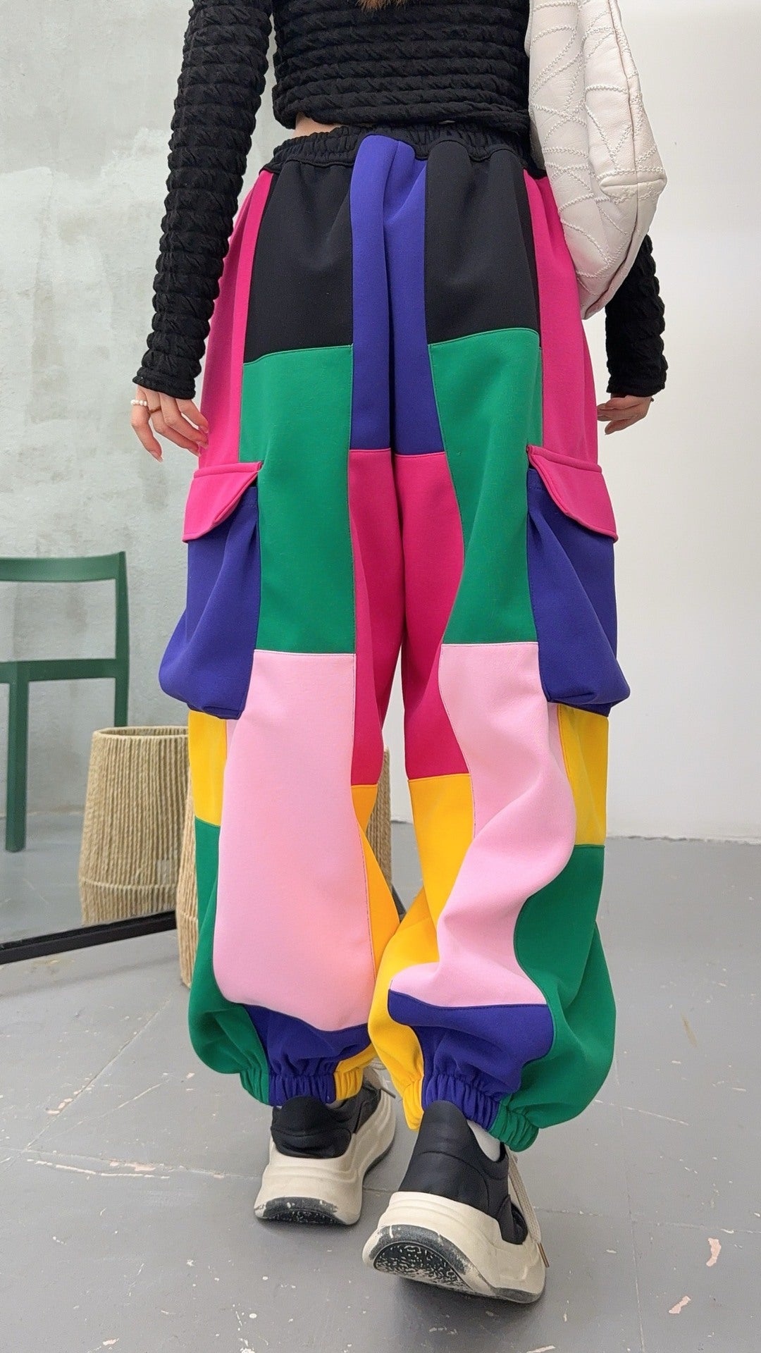 🄶🅁🄾🅄🄽🄳♾🅉🄴🅁🄾25-26SS♾無性別穿搭OverSize美式新款混搭拼色大口袋束口棉長褲