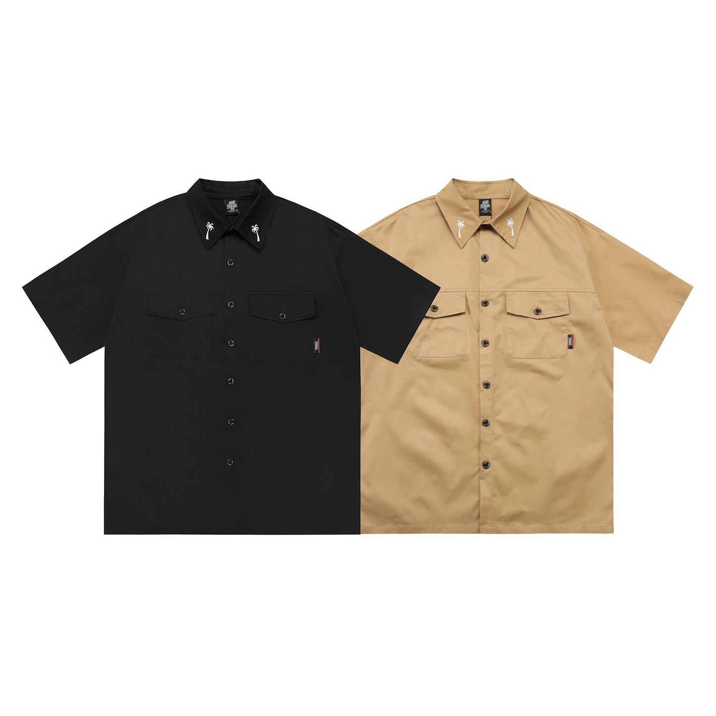 𝔾𝕣𝕠𝕦𝕟𝕕ℤ𝕖𝕣𝕠🎭♠墨西哥♠匪幫⚂2025年⚅美式嘻哈寬鬆刺繡翻領短袖工裝襯衫