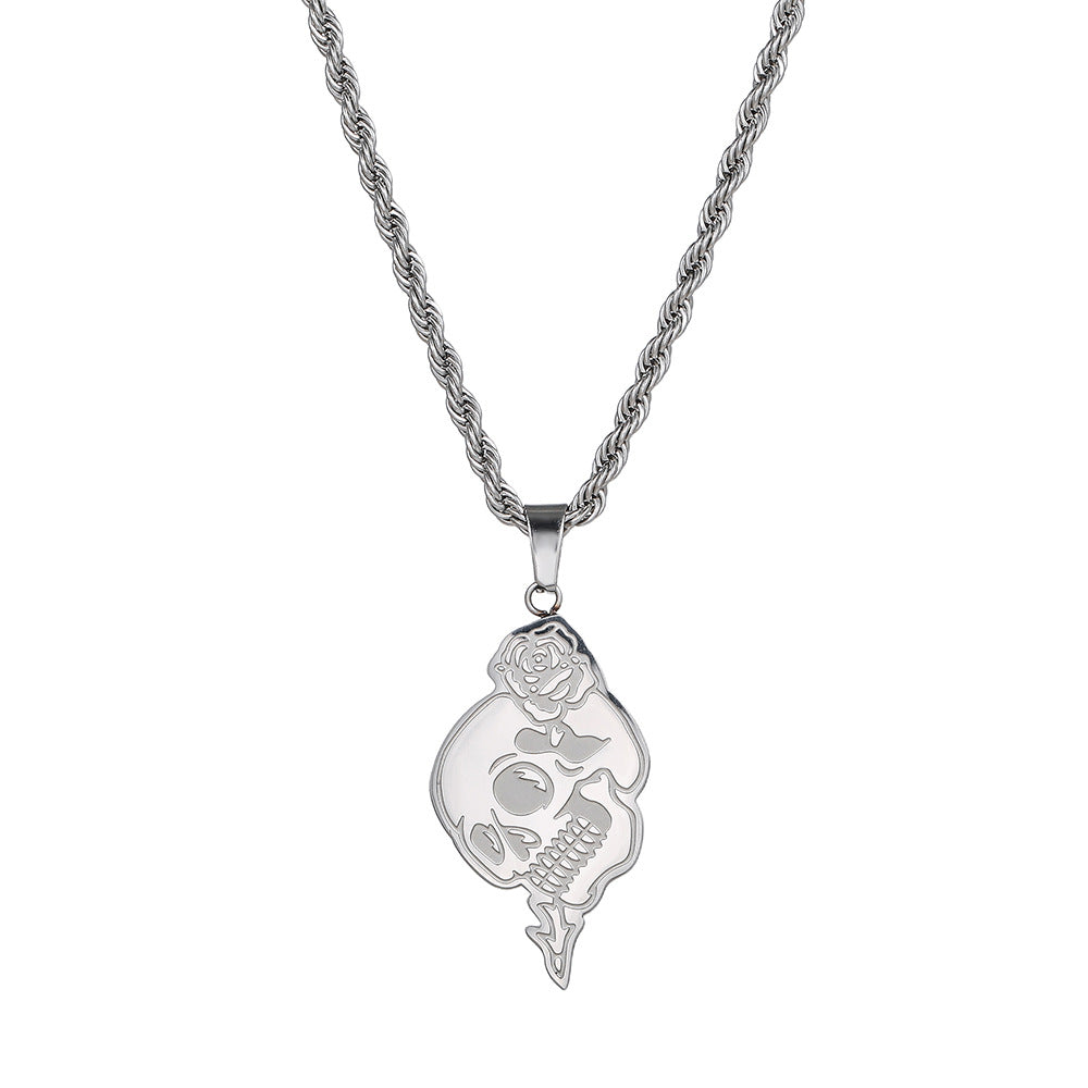 Flexing精品✥𝔾𝕣𝕠𝕦𝕟𝕕ℤ𝕖𝕣𝕠®✥歐美嘻哈項鍊哥德風骷髏玫瑰不銹鋼項鍊