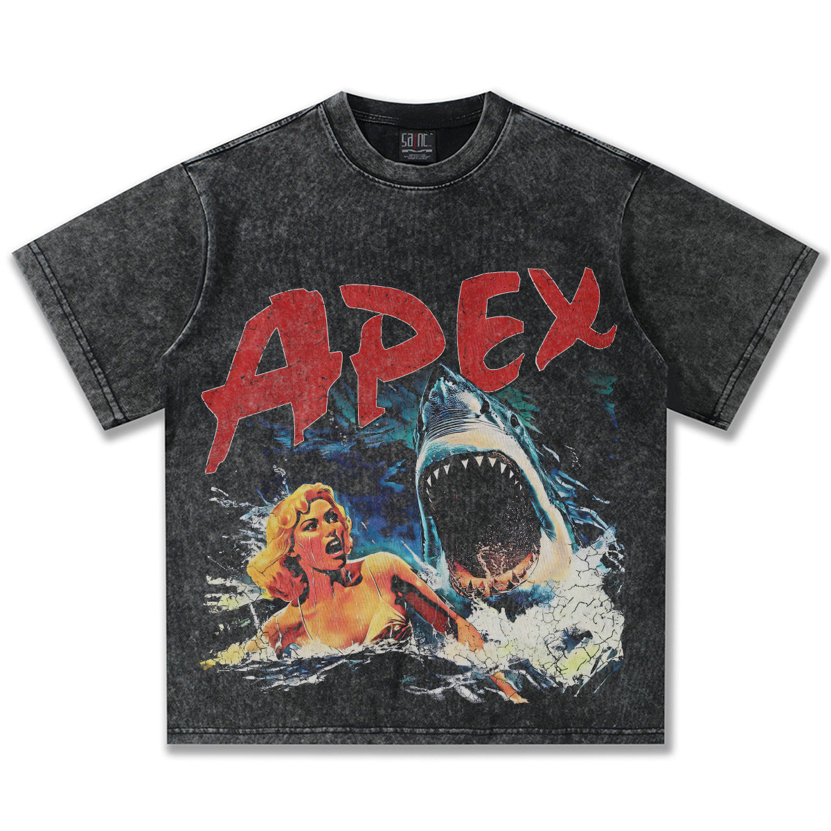 G.Z邁阿密南岸𝔾𝕣𝕠𝕦𝕟𝕕ℤ𝕖𝕣𝕠®✥南裝大佬✥ 美式嘻哈水洗重磅數男女中性大白鯊短袖上衣T-Shirt(亞洲版型)