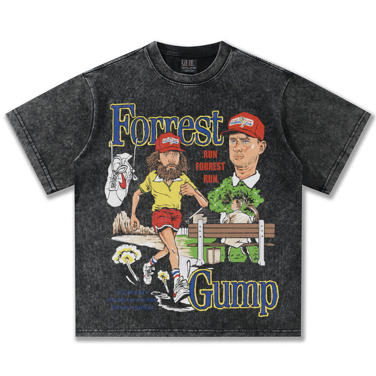 G.Z邁阿密南岸𝔾𝕣𝕠𝕦𝕟𝕕ℤ𝕖𝕣𝕠®✥南裝大佬✥ 美式嘻哈水洗重磅數男女中性奔跑吧阿甘短袖上衣T-Shirt(亞洲版型)