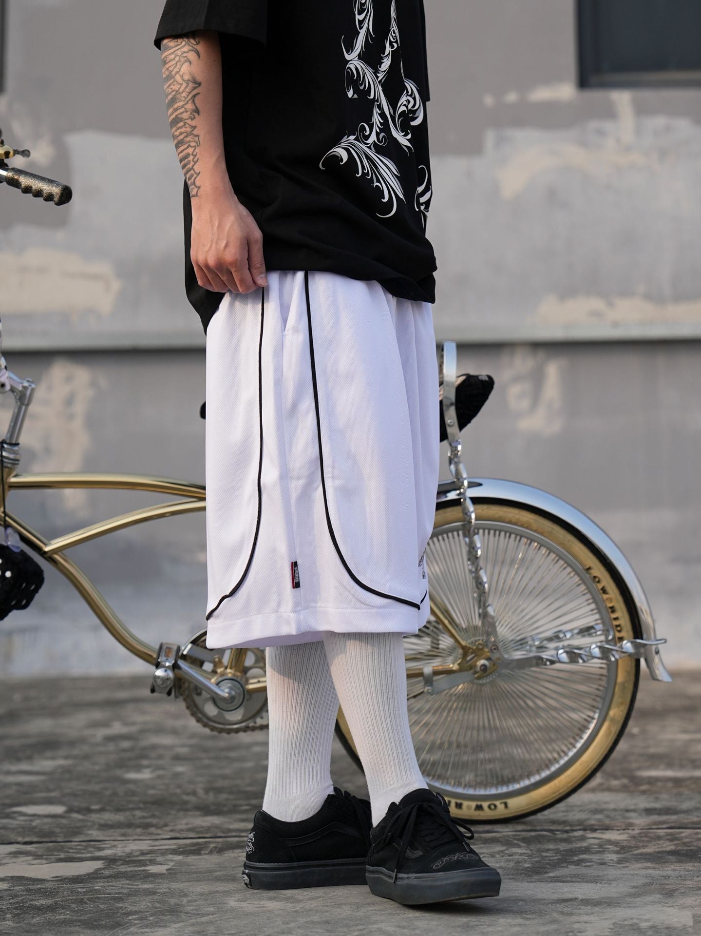 𝔾𝕣𝕠𝕦𝕟𝕕ℤ𝕖𝕣𝕠🎭♠墨西哥♠匪幫⚂2024⚅美式嘻哈寬鬆草寫字體彈性膝下褲七分球褲