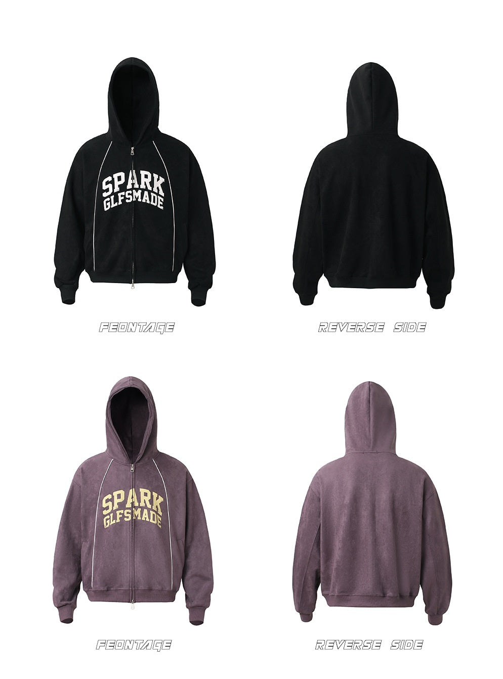 𝔾𝕣𝕠𝕦𝕟𝕕ℤ𝕖𝕣𝕠®2026年秋冬新款油漆字母麂皮絨連帽拉鍊長袖外套