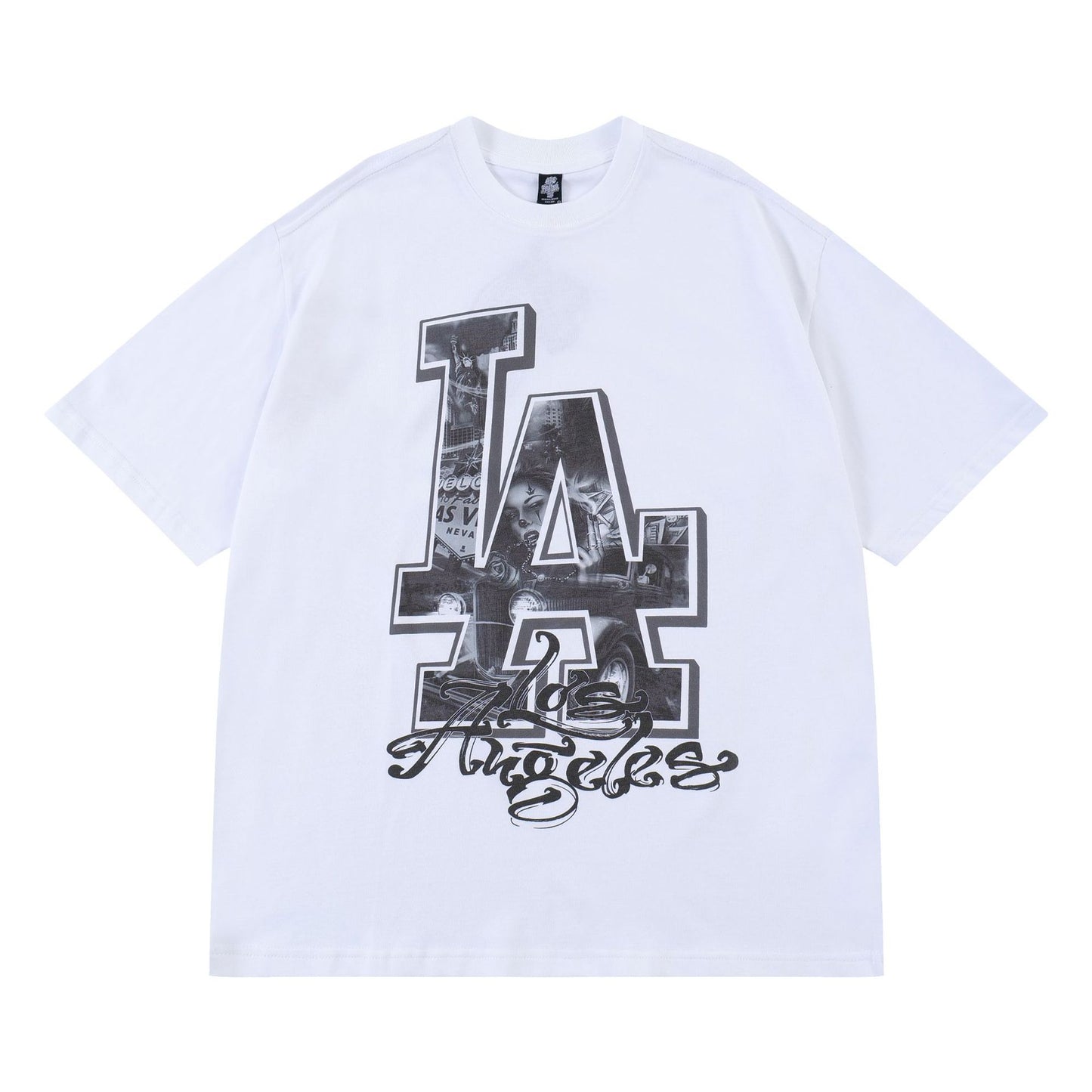 𝔾𝕣𝕠𝕦𝕟𝕕ℤ𝕖𝕣𝕠🎭♠墨西哥♠匪幫⚂2024⚅美式嘻哈寬鬆上衣Chicano L.A字體短袖T-SHIRT