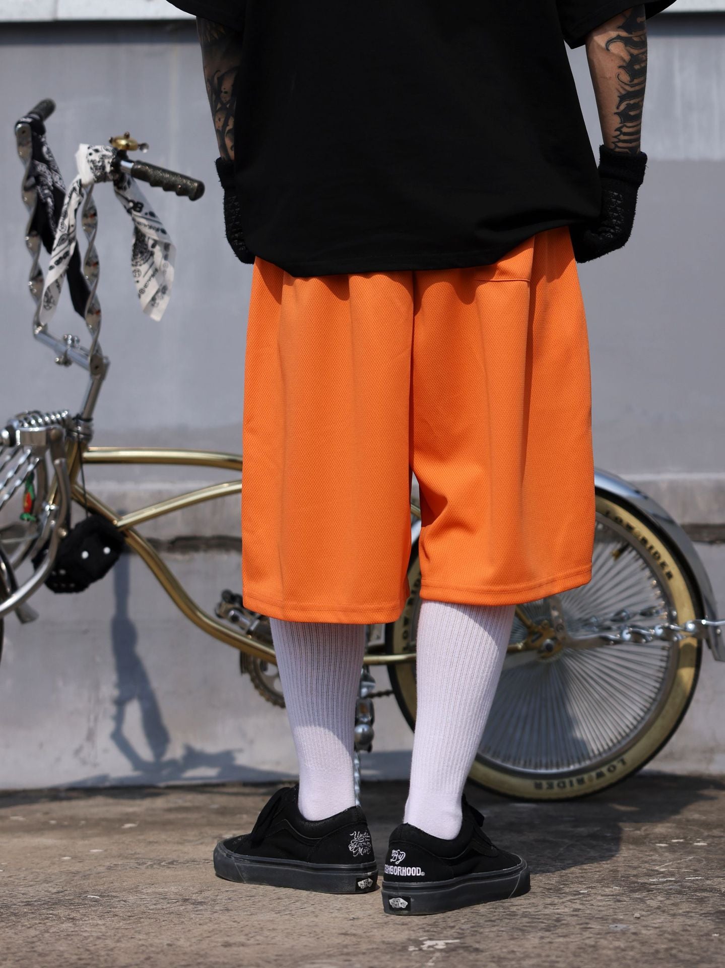 𝔾𝕣𝕠𝕦𝕟𝕕ℤ𝕖𝕣𝕠🎭♠墨西哥♠匪幫⚂2024⚅美式嘻哈寬鬆鬥牛犬電繡彈性膝下褲七分球褲