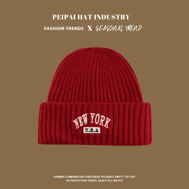 ✥𝔾𝕣𝕠𝕦𝕟𝕕ℤ𝕖𝕣𝕠®✥Deluxe2025年/美式嘻哈休閒秋冬保暖新款刺繡字母禦寒針織毛線帽