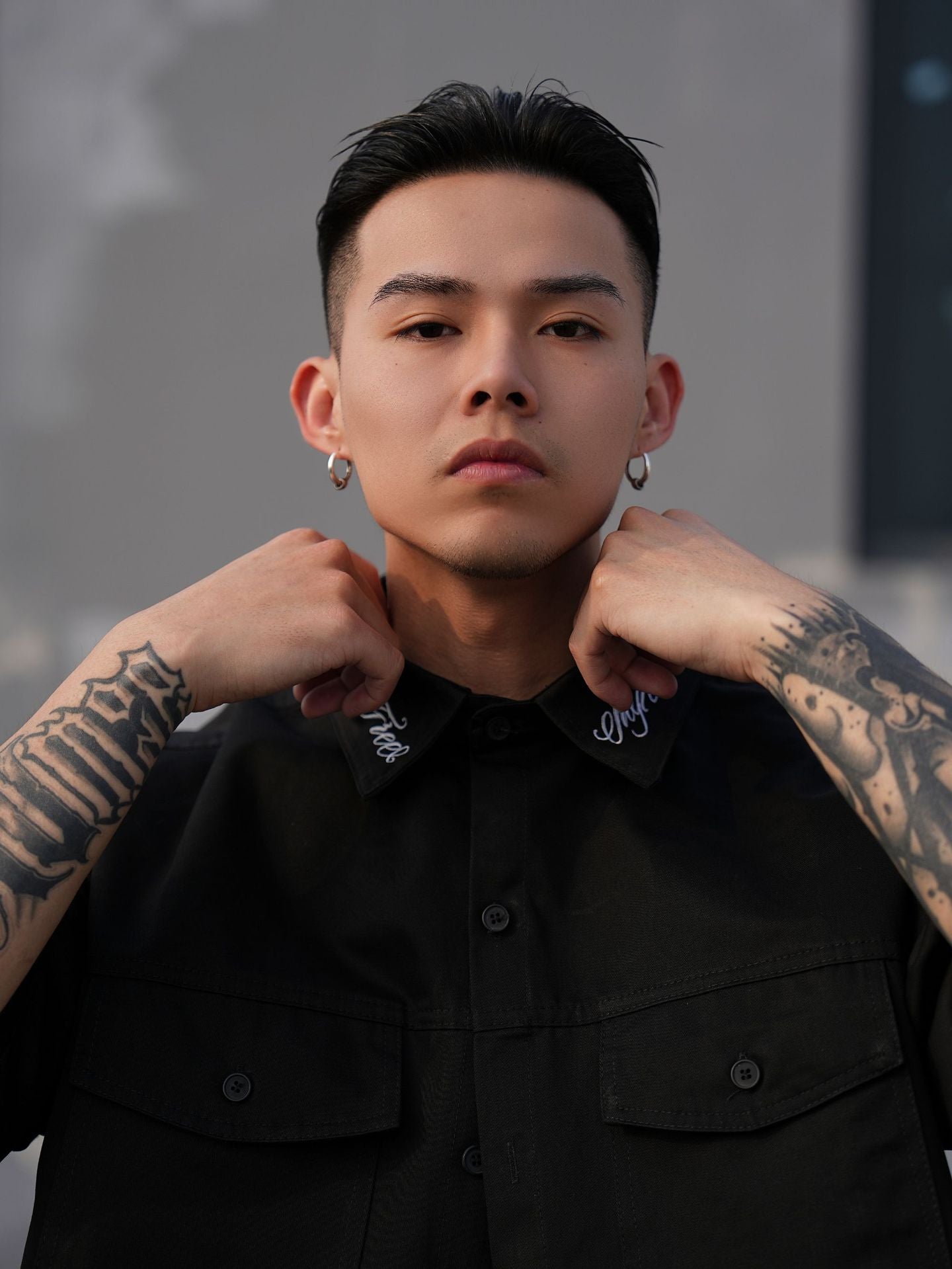 𝔾𝕣𝕠𝕦𝕟𝕕ℤ𝕖𝕣𝕠🎭♠墨西哥♠匪幫⚂2024⚅美式嘻哈寬鬆上衣經典翻領刺繡重磅數工作短袖襯衫