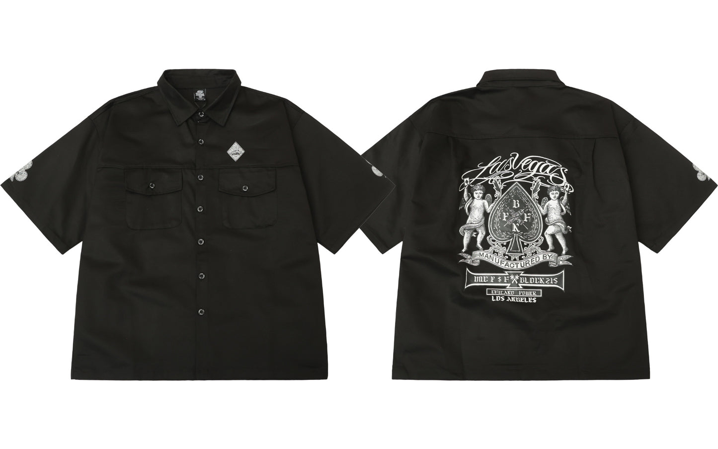 𝔾𝕣𝕠𝕦𝕟𝕕ℤ𝕖𝕣𝕠🎭♠墨西哥♠匪幫⚂2025年⚅美式嘻哈寬鬆上衣經典翻黑桃天使重磅數工作短袖襯衫