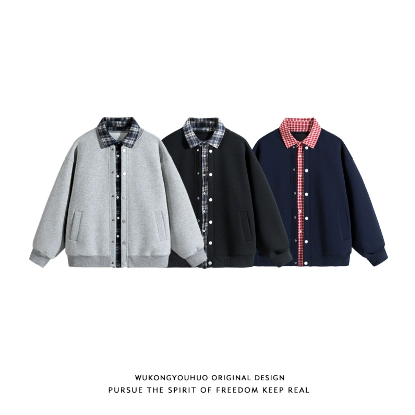 𝔾𝕣𝕠𝕦𝕟𝕕ℤ𝕖𝕣𝕠®2026年秋冬款復古假兩件式立領百搭棒球夾克外套