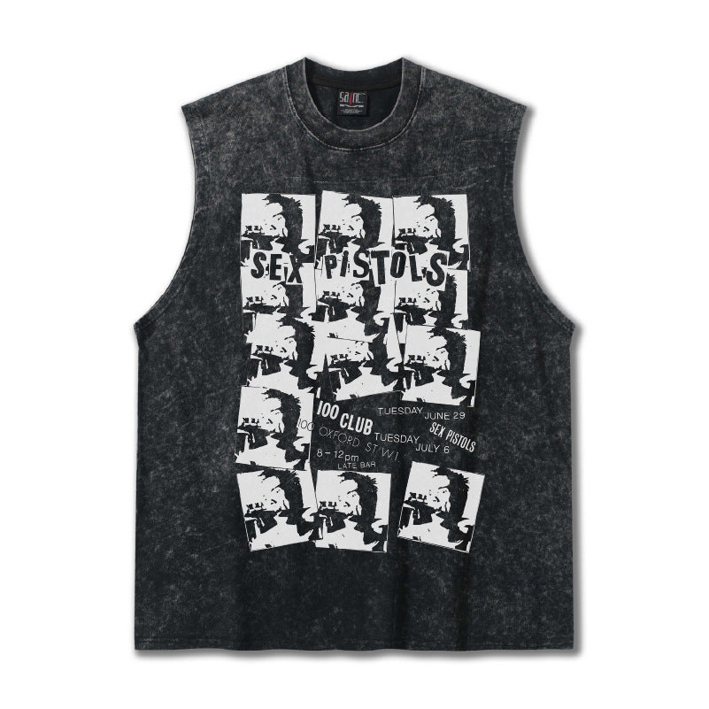 G.Z邁阿密南岸𝔾𝕣𝕠𝕦𝕟𝕕ℤ𝕖𝕣𝕠®✥南裝大佬✥ 美式嘻哈水洗重磅數男女中性SEX PISTOLES坎肩背心亞洲版型)