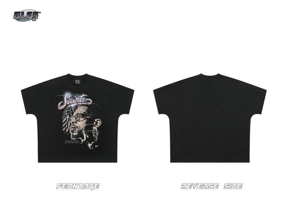 ☠𝔾𝕣𝕠𝕦𝕟𝕕ℤ𝕖𝕣𝕠®♛GZ嘻哈♛2025年SS-美式新款vintage黑人短袖圓領T-Shirt上衣