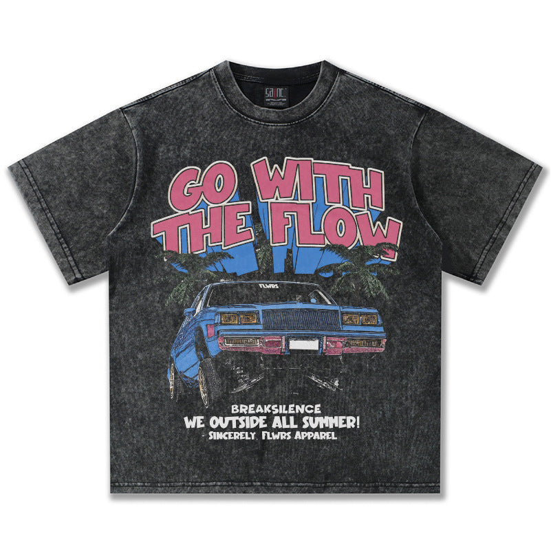 G.Z邁阿密南岸𝔾𝕣𝕠𝕦𝕟𝕕ℤ𝕖𝕣𝕠®✥南裝大佬✥ 美式嘻哈水洗重磅數男女中性LowrRider短袖上衣T-Shirt(亞洲版型)