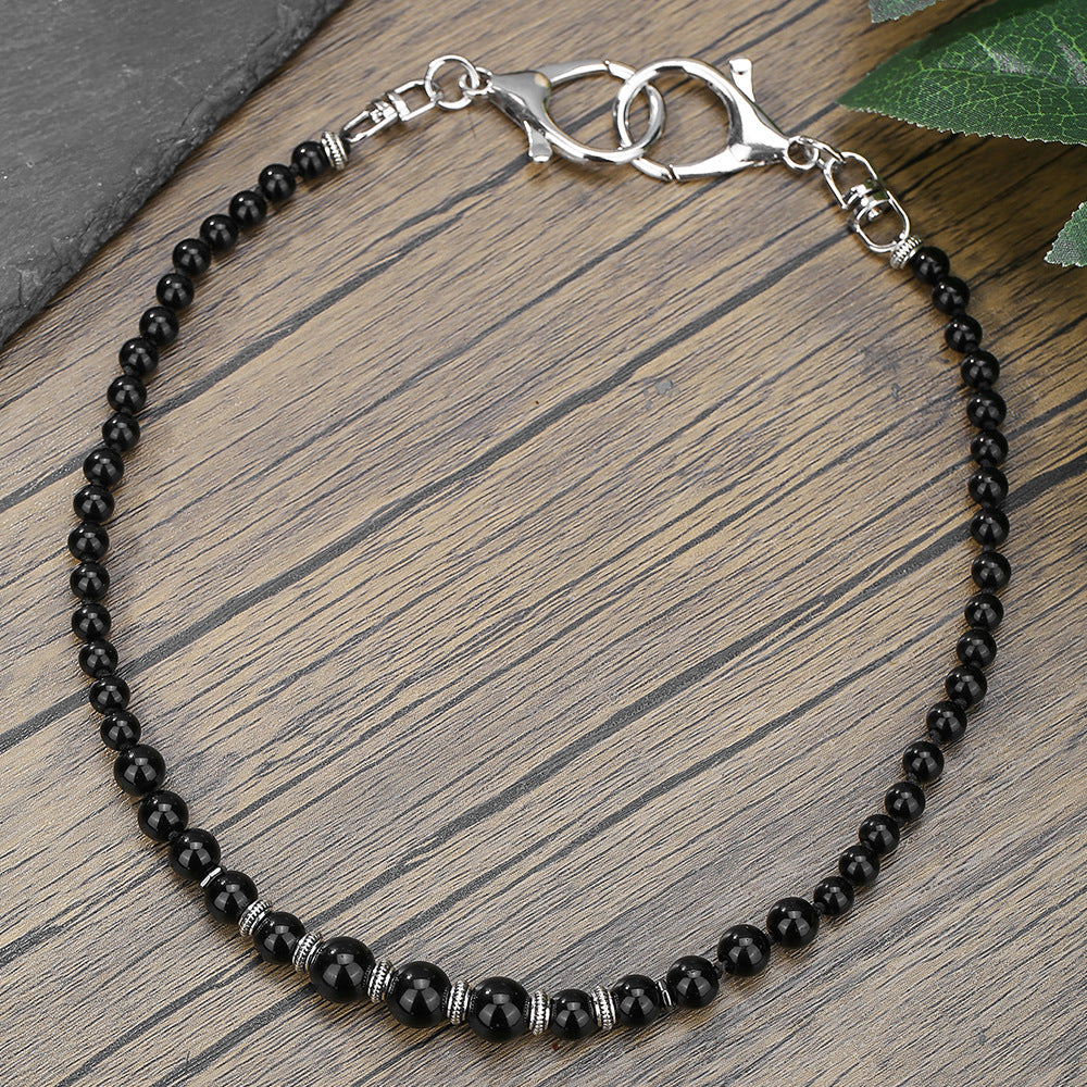 Flexing精品✥𝔾𝕣𝕠𝕦𝕟𝕕ℤ𝕖𝕣𝕠®✥歐美嘻哈設計感黑瑪瑙串珠個性褲腰鏈