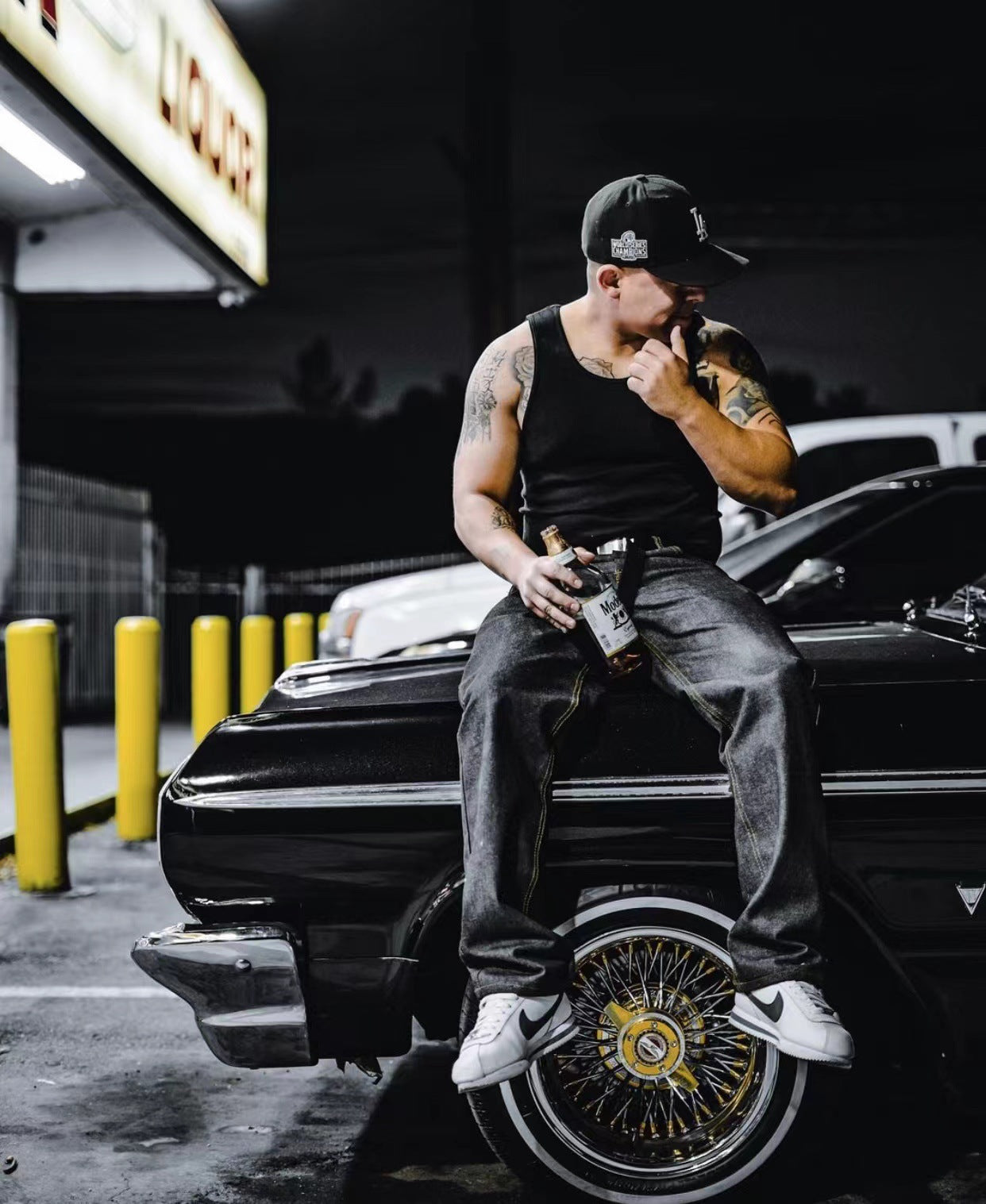 𝔾𝕣𝕠𝕦𝕟𝕕ℤ𝕖𝕣𝕠🎭♠墨西哥♠匪幫⚂2024⚅美式嘻哈經典Chicano坦克螺紋背心加厚彈性打底背心