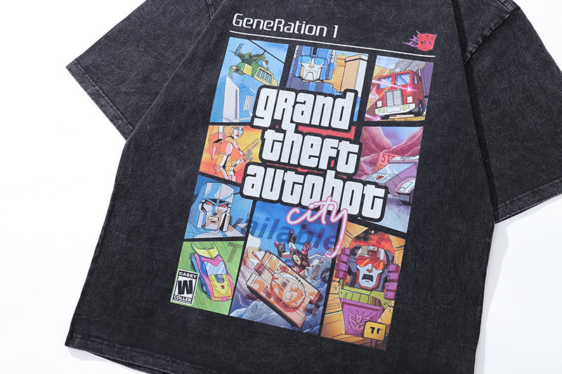 G.Z邁阿密南岸𝔾𝕣𝕠𝕦𝕟𝕕ℤ𝕖𝕣𝕠®✥2025✥ 南裝大佬/美式嘻哈水洗重磅數G1變形金剛男女中性T-Shirt上衣TKP