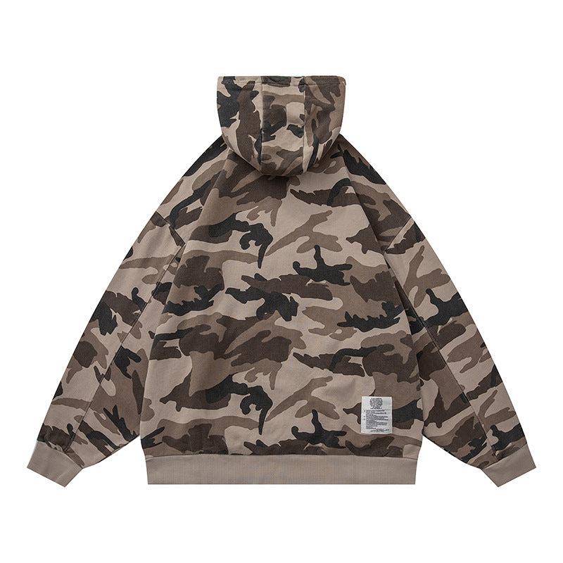 𝔾𝕣𝕠𝕦𝕟𝕕ℤ𝕖𝕣𝕠®2026年秋冬款復古新款厚磅數連帽迷彩長袖T-shrit 2色