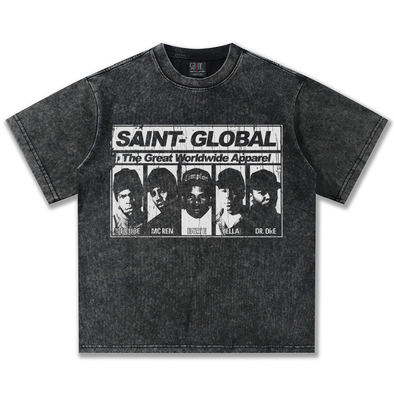 G.Z邁阿密南岸𝔾𝕣𝕠𝕦𝕟𝕕ℤ𝕖𝕣𝕠®✥南裝大佬✥ 美式嘻哈水洗重磅數男女中性N.W.A短袖上衣T-Shirt(亞洲版型)