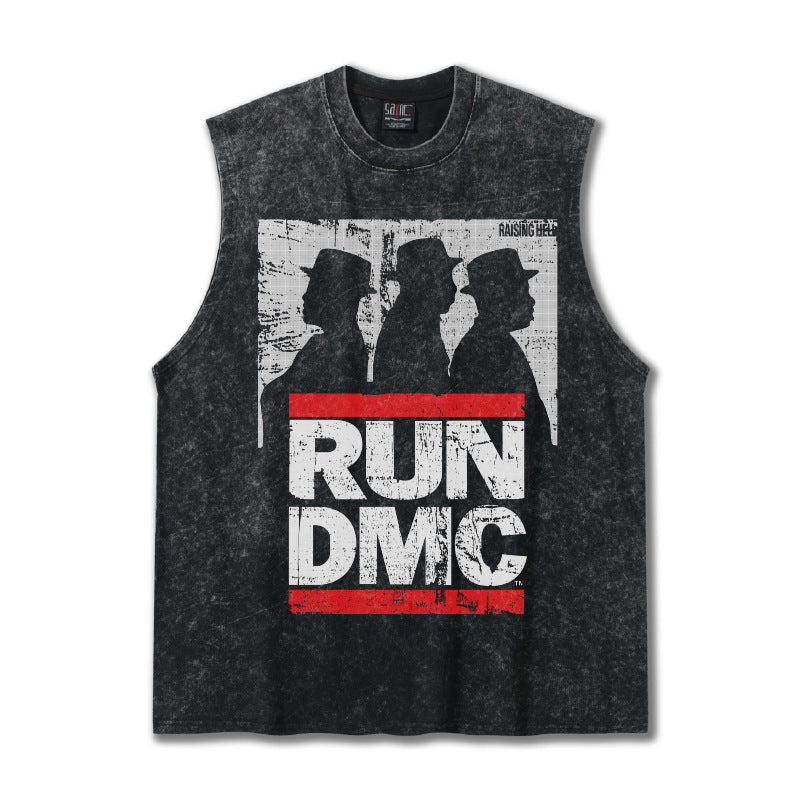 G.Z邁阿密南岸𝔾𝕣𝕠𝕦𝕟𝕕ℤ𝕖𝕣𝕠®✥南裝大佬✥ 美式嘻哈水洗重磅數男女中性RUN DMC坎肩背心亞洲版型)