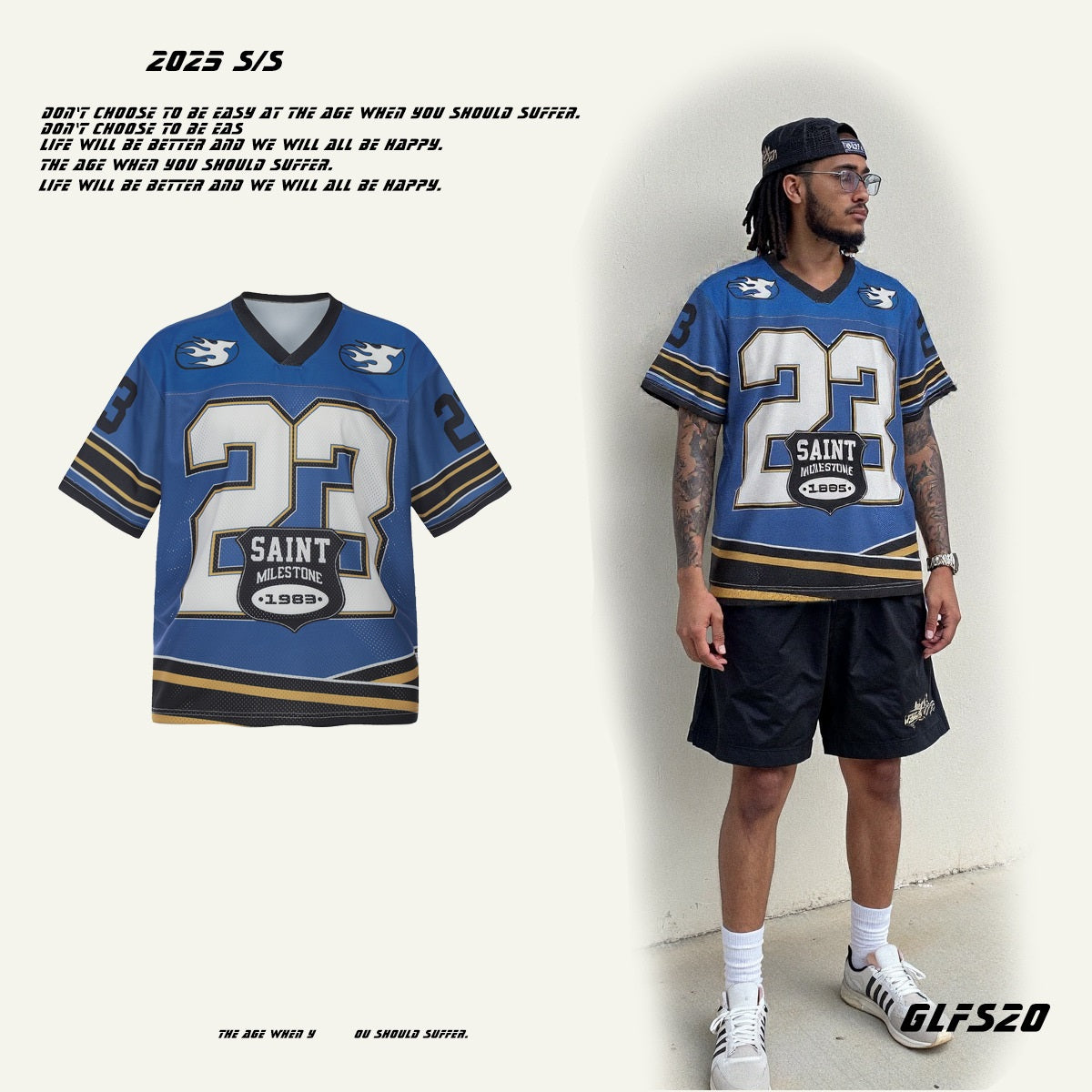 ☠𝔾𝕣𝕠𝕦𝕟𝕕ℤ𝕖𝕣𝕠®♛GZ嘻哈♛2025年SS-美式新款西海岸23號透氣短袖球衣T-Shirt上衣