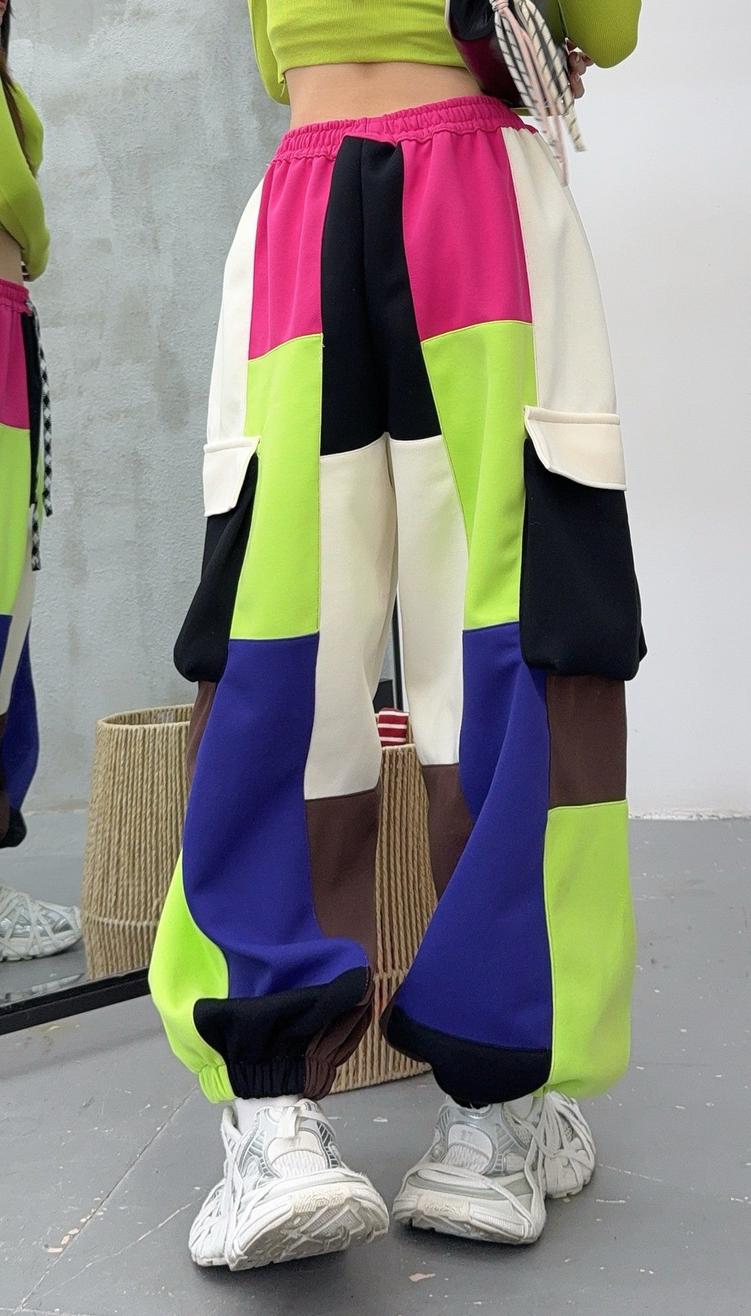 🄶🅁🄾🅄🄽🄳♾🅉🄴🅁🄾25-26SS♾無性別穿搭OverSize美式新款混搭拼色大口袋束口棉長褲