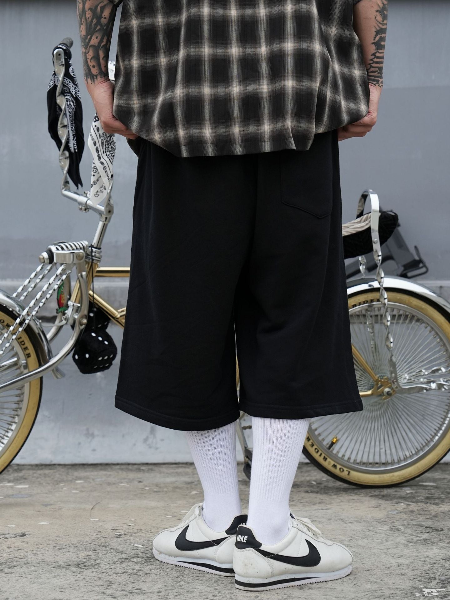 𝔾𝕣𝕠𝕦𝕟𝕕ℤ𝕖𝕣𝕠🎭♠墨西哥♠匪幫⚂2024⚅美式寬鬆彈性七分電繡草寫字休閒短褲