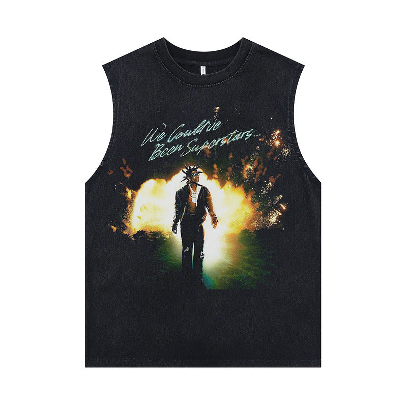 ♠𝔾𝕣𝕠𝕦𝕟𝕕ℤ𝕖𝕣𝕠♠美式風格夏日新款水洗破壞厚磅多款式圖片H區坎肩無袖背心