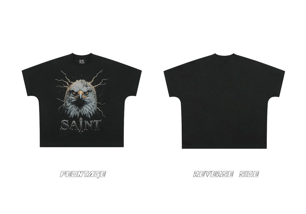 ☠𝔾𝕣𝕠𝕦𝕟𝕕ℤ𝕖𝕣𝕠®♛GZ嘻哈♛2025年SS-美式新款胸口老鷹短袖圓領T-Shirt上衣