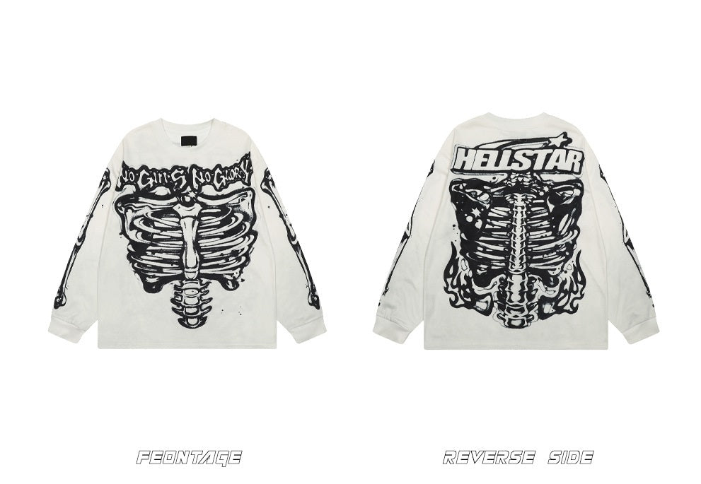 𝔾𝕣𝕠𝕦𝕟𝕕ℤ𝕖𝕣𝕠®2026年秋冬款圓領針織骨頭圖案長袖毛衣上衣