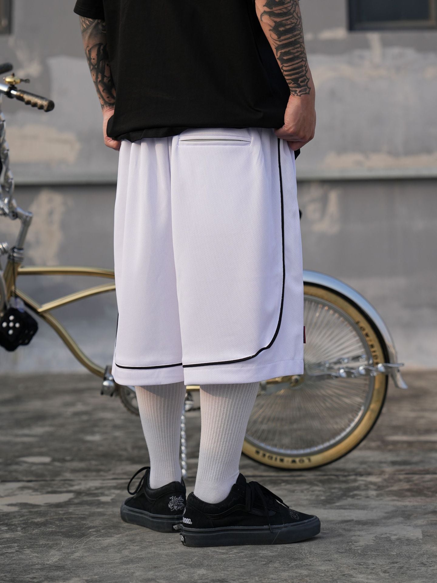 𝔾𝕣𝕠𝕦𝕟𝕕ℤ𝕖𝕣𝕠🎭♠墨西哥♠匪幫⚂2024⚅美式嘻哈寬鬆草寫字體彈性膝下褲七分球褲