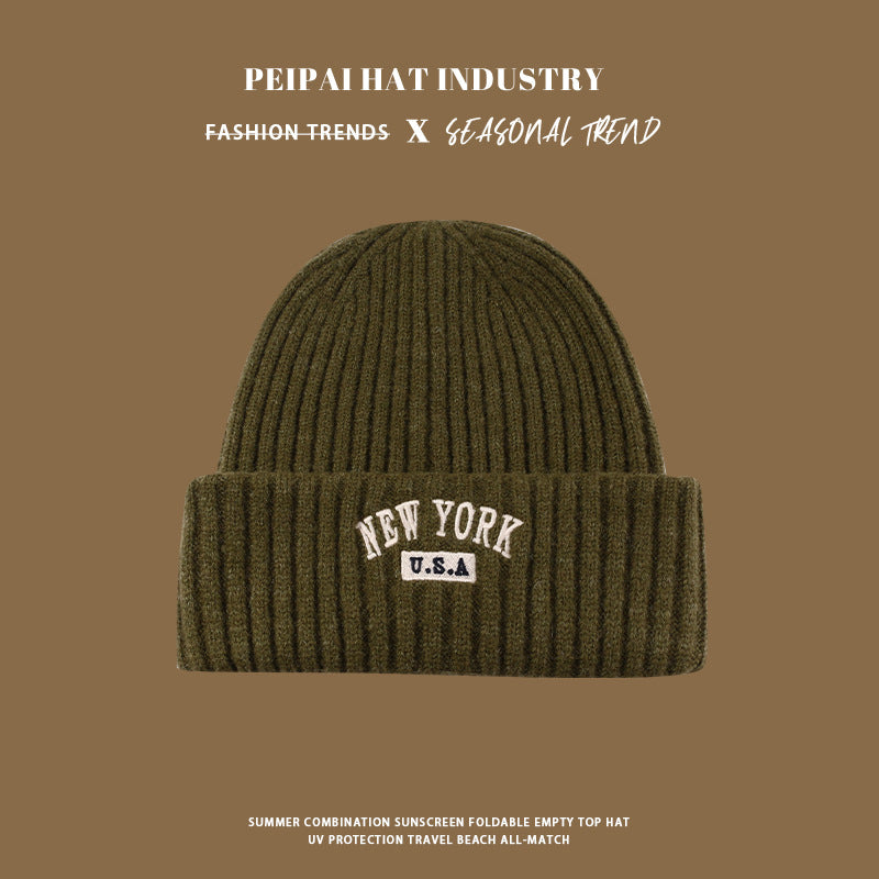 ✥𝔾𝕣𝕠𝕦𝕟𝕕ℤ𝕖𝕣𝕠®✥Deluxe2025年/美式嘻哈休閒秋冬保暖新款刺繡字母禦寒針織毛線帽