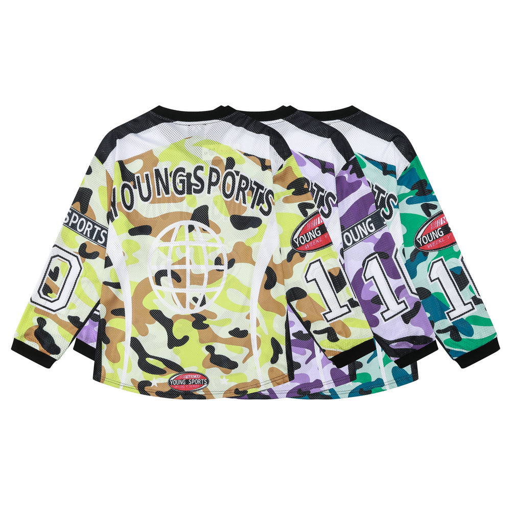 ✥𝔾𝕣𝕠𝕦𝕟𝕕ℤ𝕖𝕣𝕠®✥Deluxe2024年/美式嘻哈復古運動網眼亮色迷彩透氣長袖上衣CW01