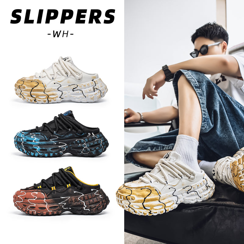 𝔾𝕣𝕠𝕦𝕟𝕕ℤ𝕖𝕣𝕠®－Flexing－shoes✥(現貨特價)✥美式新款炫彩水波紋輪胎底包頭懶人拖鞋C178