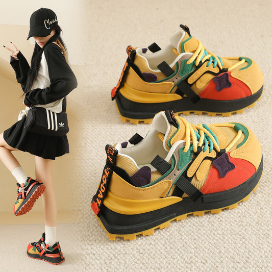 𝔾𝕣𝕠𝕦𝕟𝕕ℤ𝕖𝕣𝕠®－Flexing－shoes✥25-26年✥美式新款厚底增高拚色4.5cm女款老爹休閒鞋(35-40號)2523