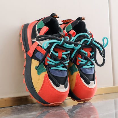 𝔾𝕣𝕠𝕦𝕟𝕕ℤ𝕖𝕣𝕠®－Flexing－shoes✥25-26年✥美式新款厚底增高拚色4.5cm女款老爹休閒鞋(35-40號)2523