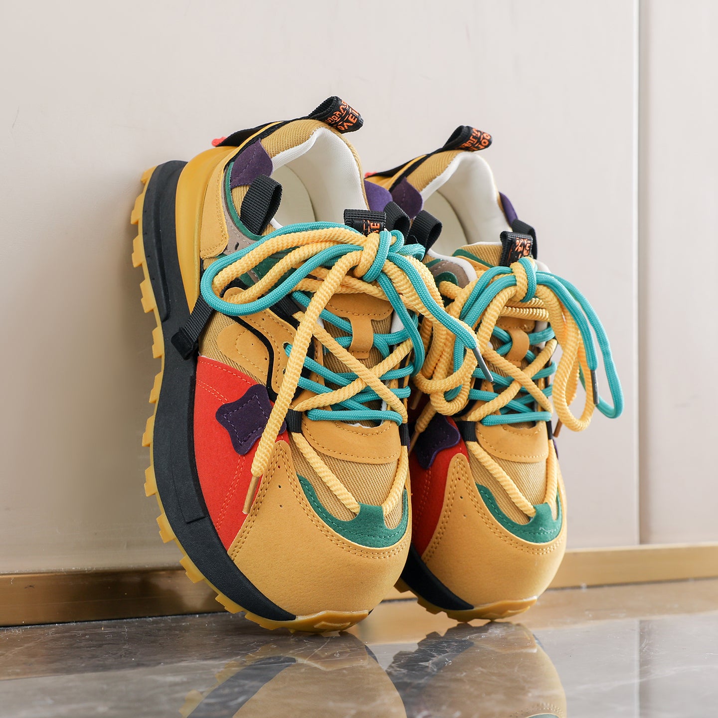 𝔾𝕣𝕠𝕦𝕟𝕕ℤ𝕖𝕣𝕠®－Flexing－shoes✥25-26年✥美式新款厚底增高拚色4.5cm女款老爹休閒鞋(35-40號)2523