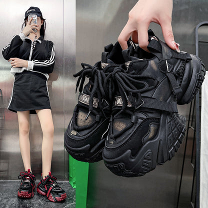 𝔾𝕣𝕠𝕦𝕟𝕕ℤ𝕖𝕣𝕠®－Flexing－shoes✥2024✥美式秋冬新款超激增高仿舊顯瘦女款老爹走路鞋(35-40號)6661