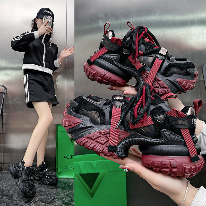 𝔾𝕣𝕠𝕦𝕟𝕕ℤ𝕖𝕣𝕠®－Flexing－shoes✥2024✥美式秋冬新款超激增高仿舊顯瘦女款老爹走路鞋(35-40號)6661