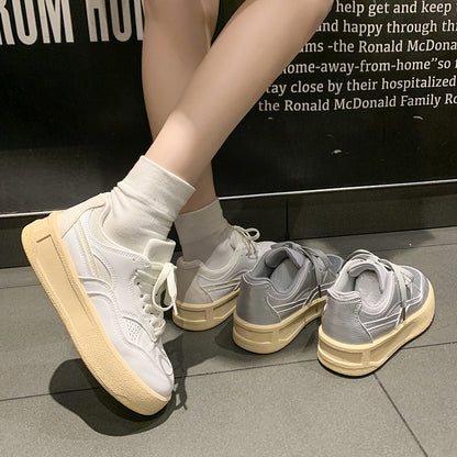 𝔾𝕣𝕠𝕦𝕟𝕕ℤ𝕖𝕣𝕠®－Flexing－shoes✥2024✥美式早秋少女系奶油底厚底網球運動鞋(35-40號)Q522