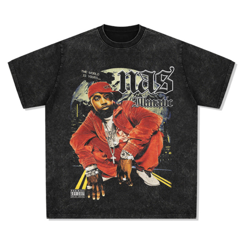 G.Z 邁阿密南岸✥𝔾𝕣𝕠𝕦𝕟𝕕ℤ𝕖𝕣𝕠®✥２０２4南裝大佬/美式嘻哈Nas寬鬆厚磅數純棉男女中性T-Shirt上衣