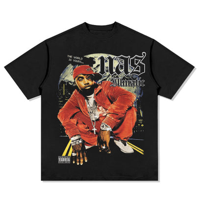 G.Z 邁阿密南岸✥𝔾𝕣𝕠𝕦𝕟𝕕ℤ𝕖𝕣𝕠®✥２０２4南裝大佬/美式嘻哈Nas寬鬆厚磅數純棉男女中性T-Shirt上衣