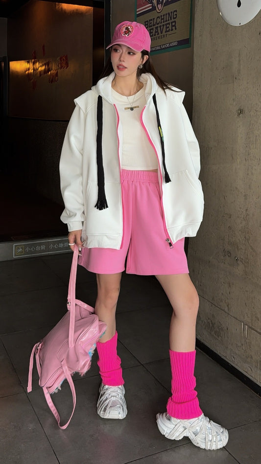 🄶🅁🄾🅄🄽🄳♾🅉🄴🅁🄾25-26SS♾無性別穿搭OverSize美式新款數字糖果色連帽長袖拉鍊外套(現貨)