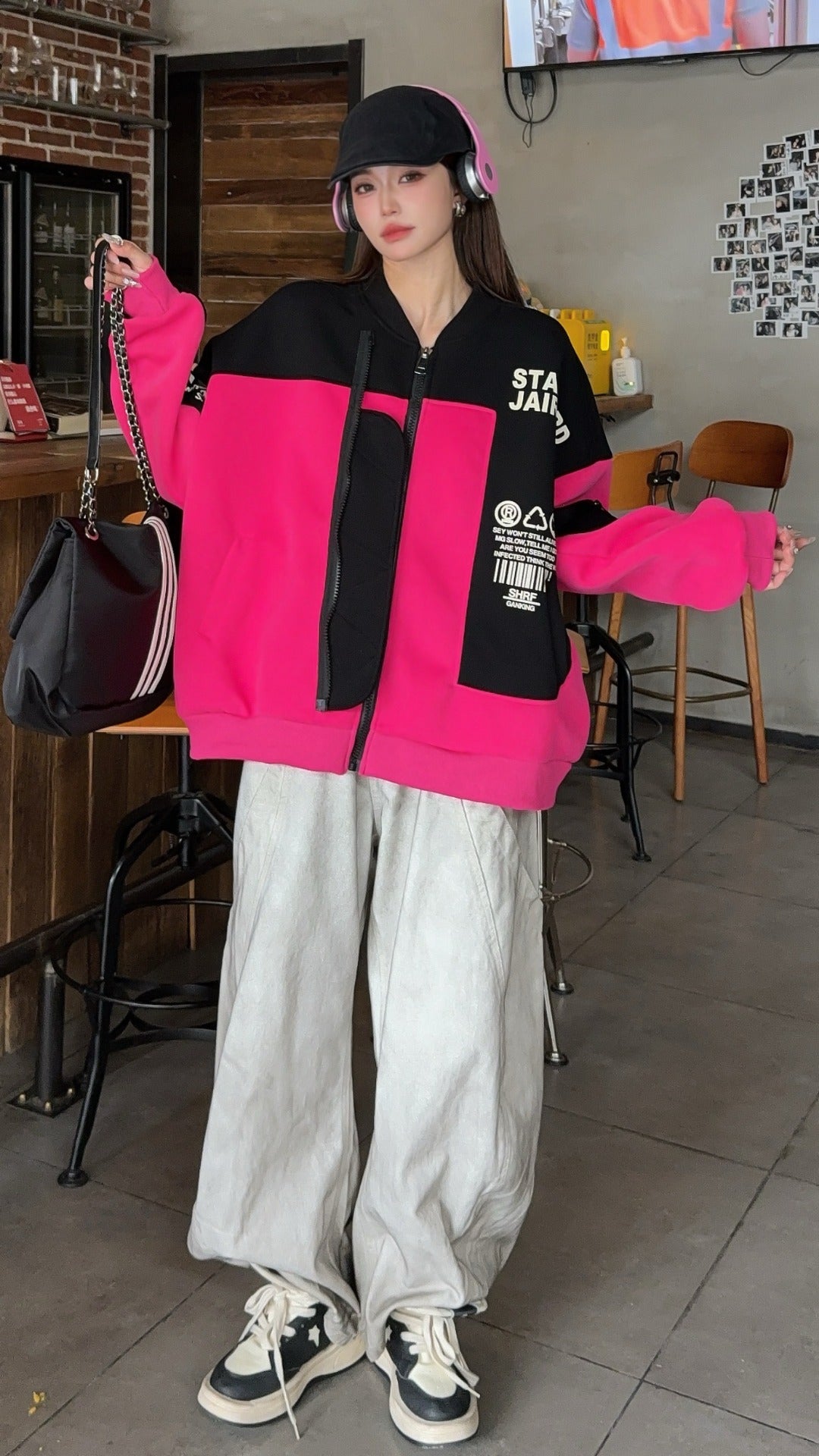 🄶🅁🄾🅄🄽🄳♾🅉🄴🅁🄾25-26SS♾無性別穿搭OverSize美式新款復古賽博糖果風口袋拉鍊外套(現貨)