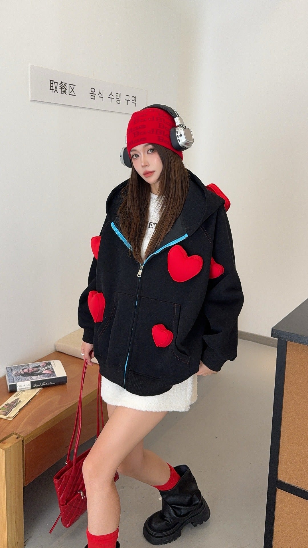 🄶🅁🄾🅄🄽🄳♾🅉🄴🅁🄾25-26SS♾無性別穿搭OverSize美式新款立體愛心連帽長袖夾克外套(現貨優惠)