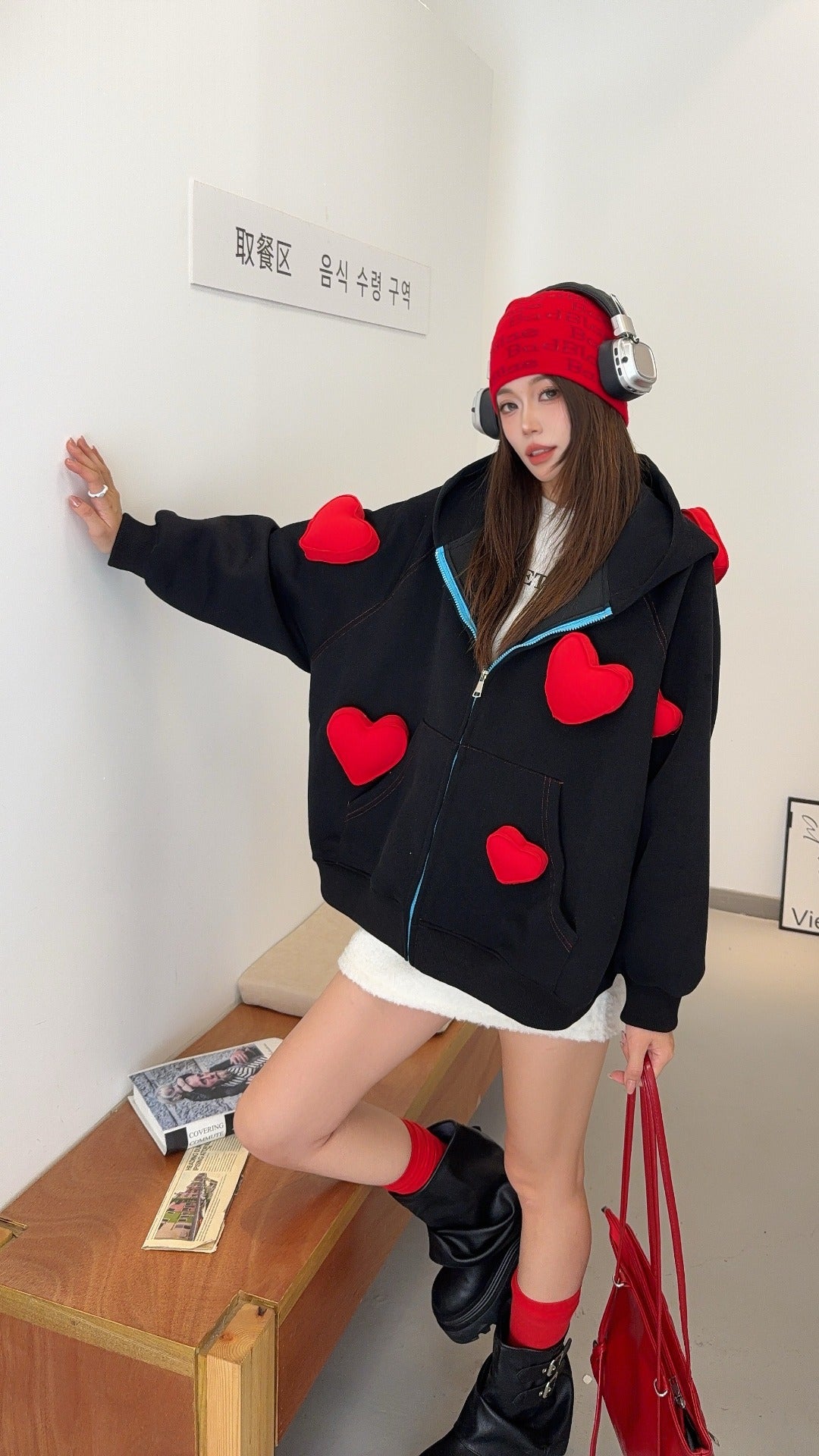 🄶🅁🄾🅄🄽🄳♾🅉🄴🅁🄾25-26SS♾無性別穿搭OverSize美式新款立體愛心連帽長袖夾克外套(現貨優惠)