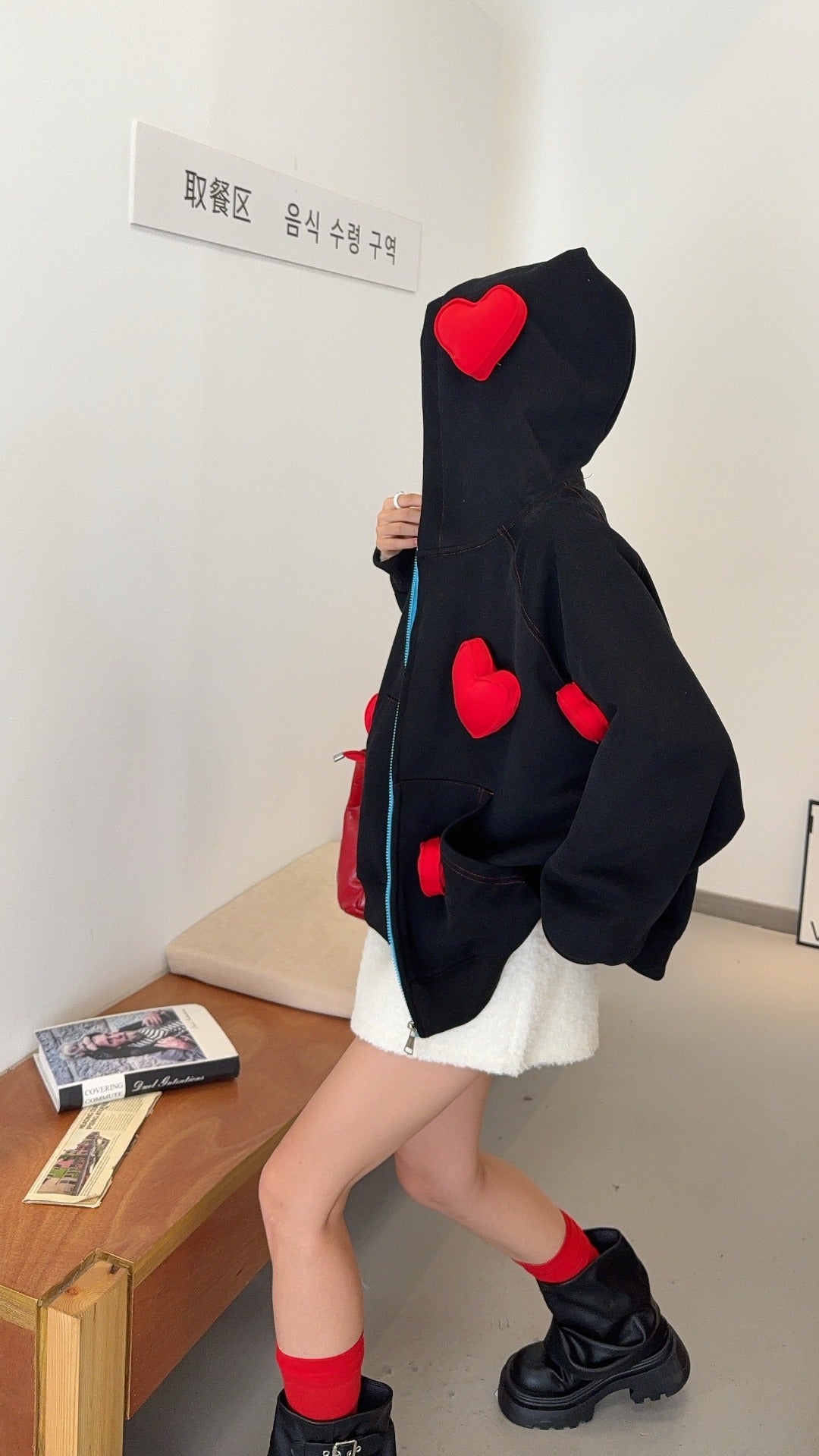 🄶🅁🄾🅄🄽🄳♾🅉🄴🅁🄾25-26SS♾無性別穿搭OverSize美式新款立體愛心連帽長袖夾克外套(現貨優惠)