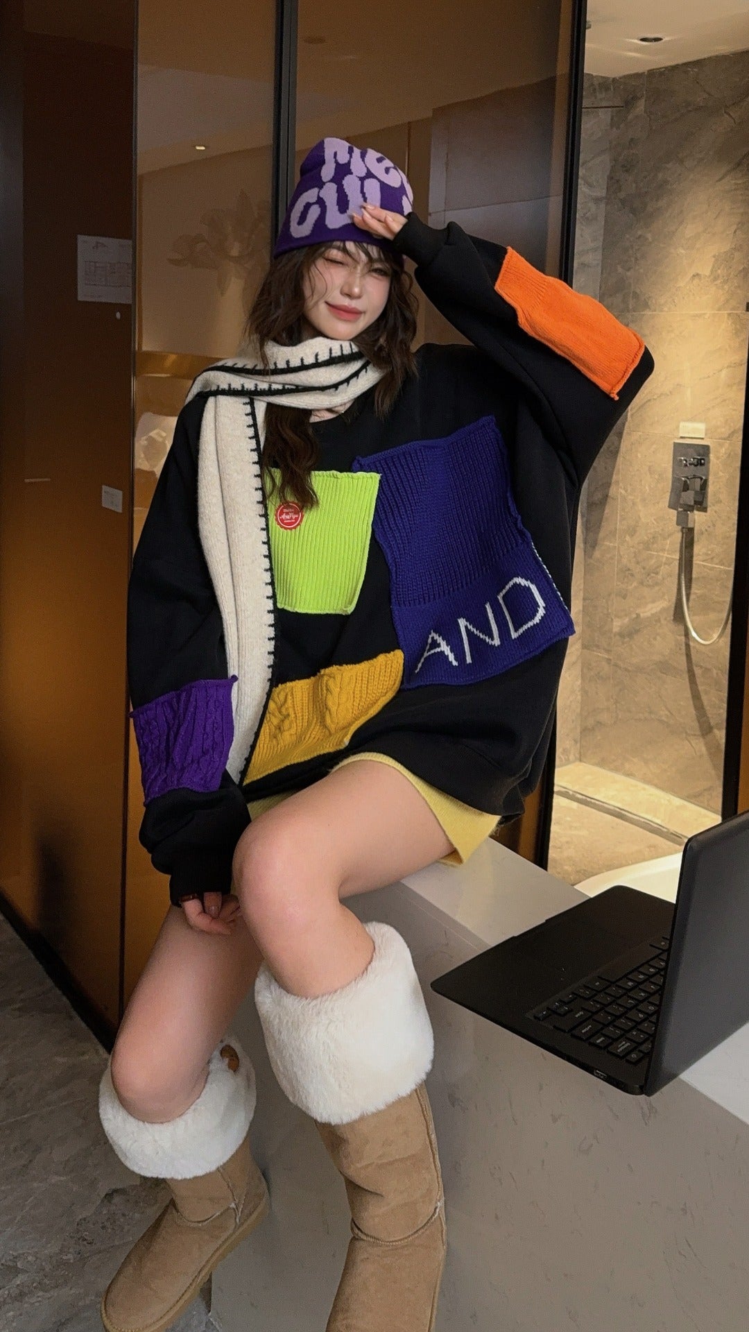 🄶🅁🄾🅄🄽🄳♾🅉🄴🅁🄾25-26SS♾無性別穿搭OverSize美式新款不規則補丁圓領長袖上衣T-SHIRT