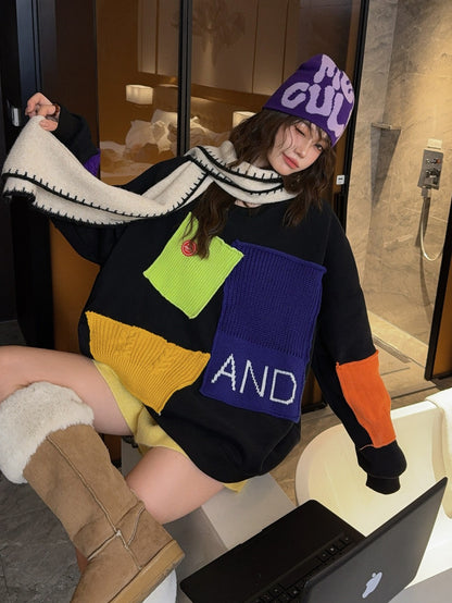 🄶🅁🄾🅄🄽🄳♾🅉🄴🅁🄾25-26SS♾無性別穿搭OverSize美式新款不規則補丁圓領長袖上衣T-SHIRT