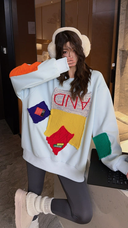 🄶🅁🄾🅄🄽🄳♾🅉🄴🅁🄾25-26SS♾無性別穿搭OverSize美式新款不規則補丁圓領長袖上衣T-SHIRT