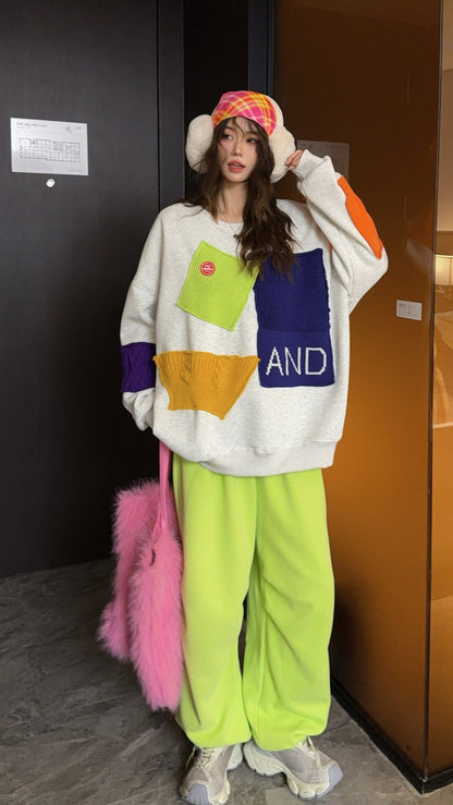 🄶🅁🄾🅄🄽🄳♾🅉🄴🅁🄾25-26SS♾無性別穿搭OverSize美式新款不規則補丁圓領長袖上衣T-SHIRT